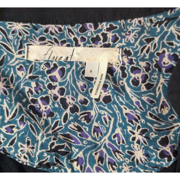 Anthropologie Embroidered Tunic Dress S Black Boho Luxe Floral Long Sleeve - Picture 4 of 8